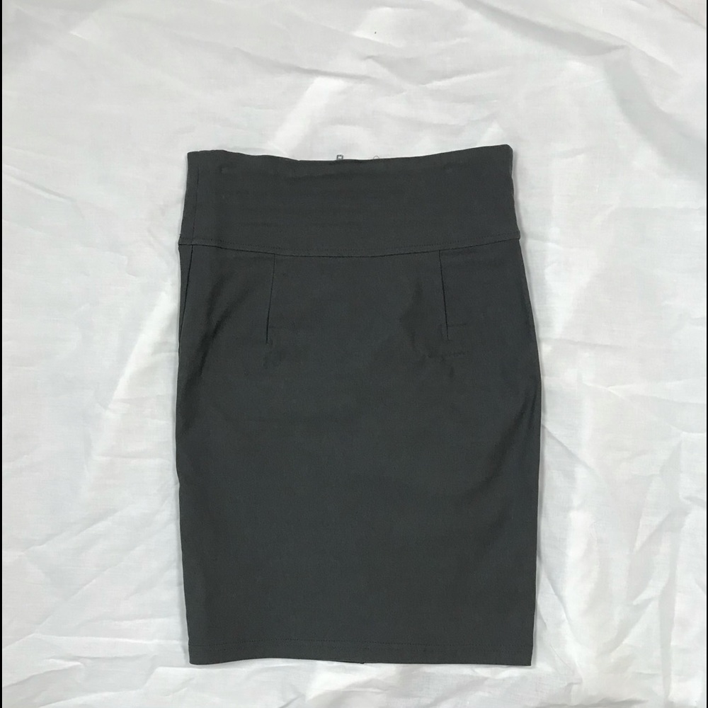 Ambiance Charcoal Grey Fitted PENCIL Skirt - Small